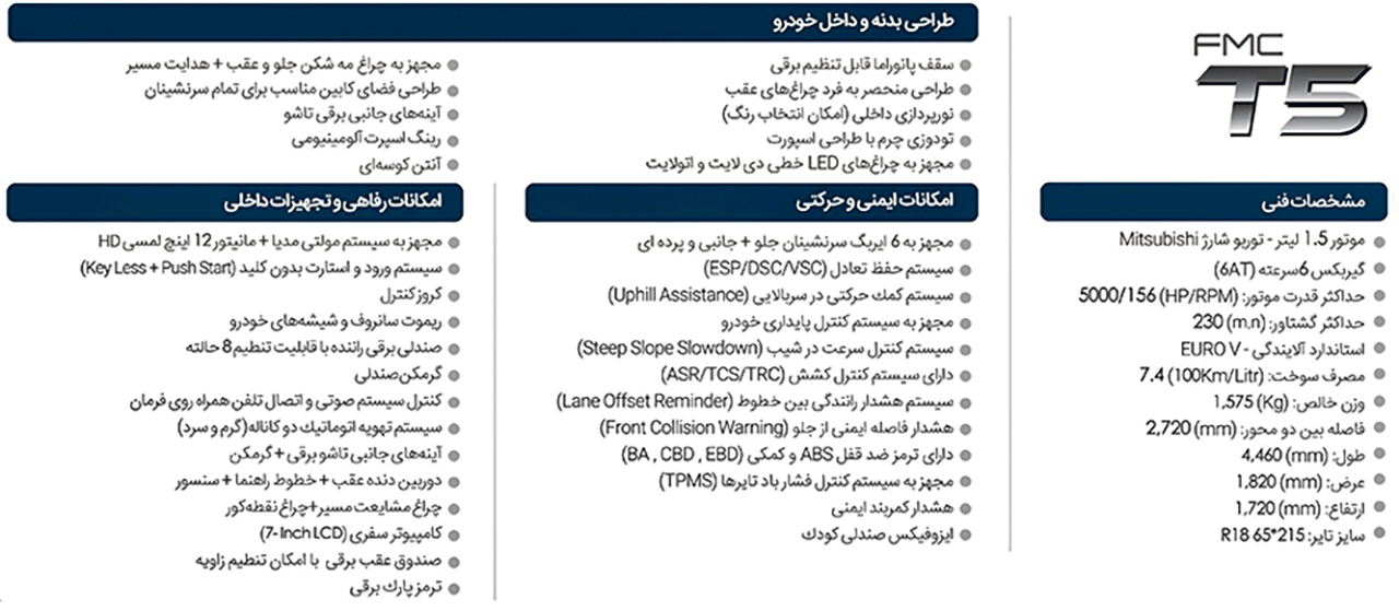 AutomobileFa FMC T5 Specs