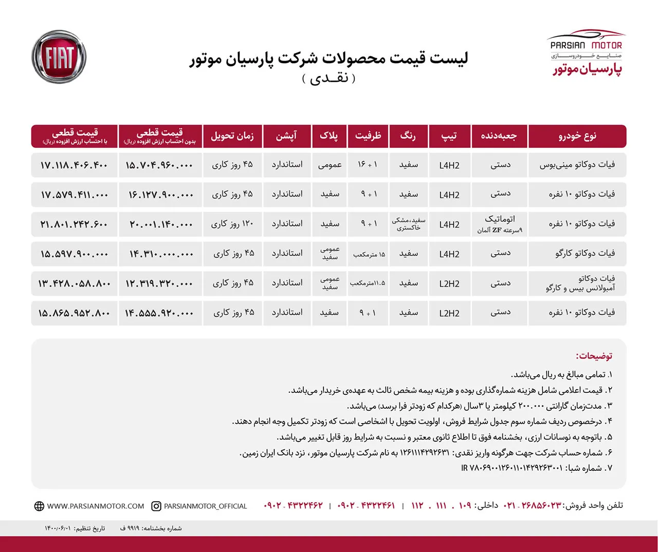 AutomobileFa 2020 Fiat Ducato Price 27Shahrivar1400