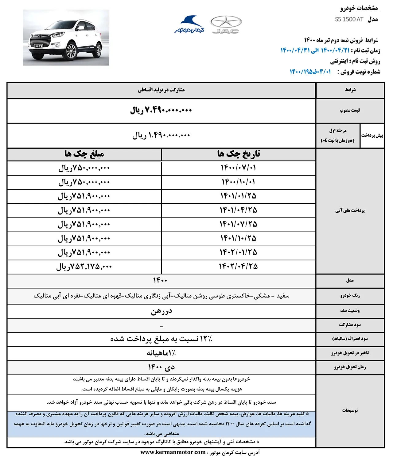AutomobileFa JAC S5 New Face Sale Plan 20tir1400