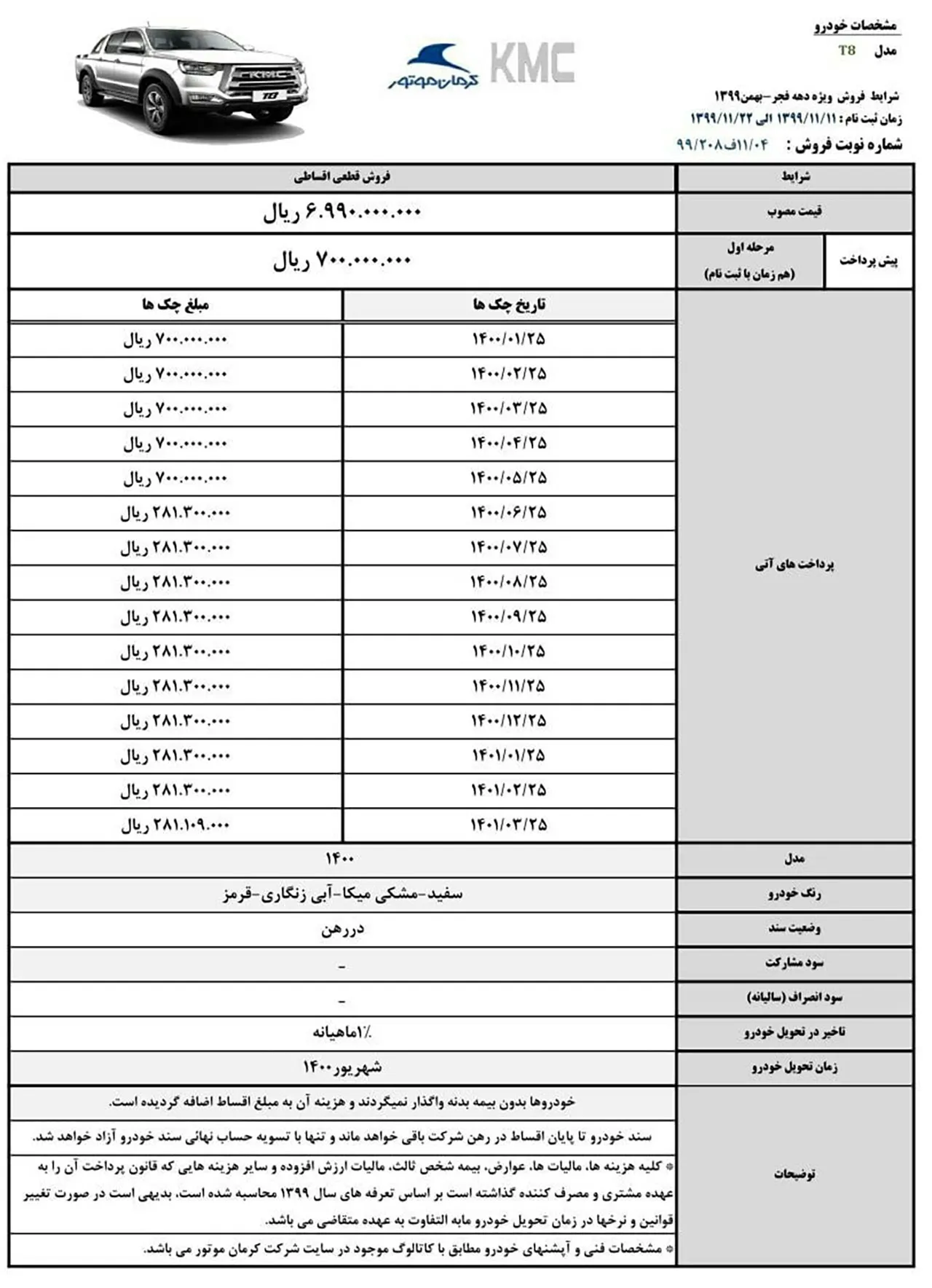 AutomobileFa KMC T8 Sale Plan Bhaman99