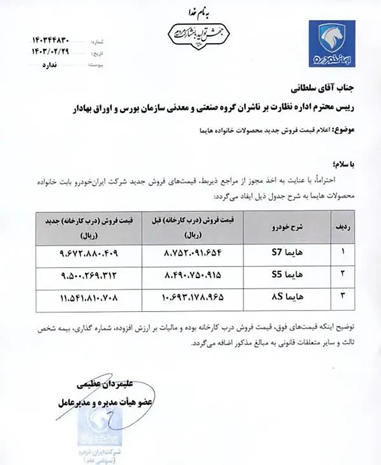 AutomobileFa Haima Price 14030230