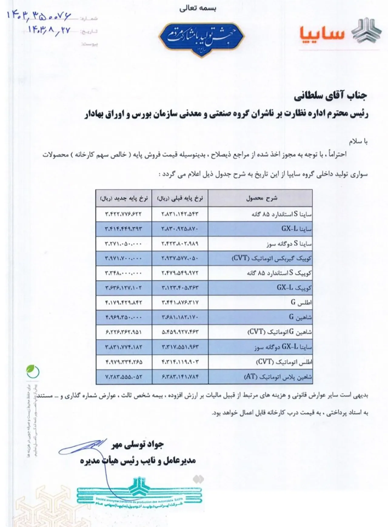 AutomobileFa Saipa Price 14030828